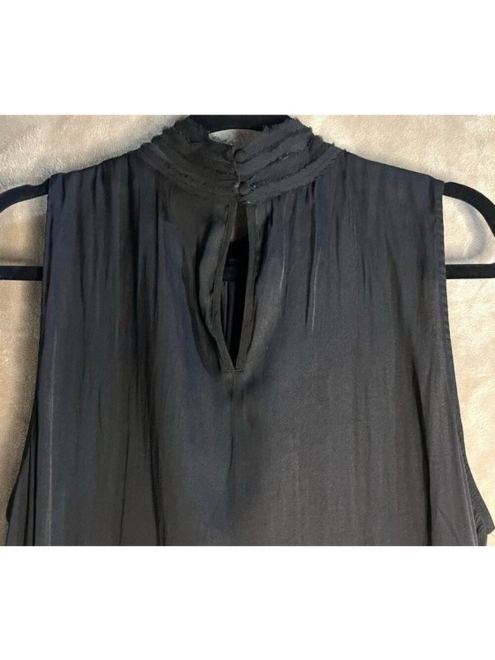 WORTHINGTON Women's Black Sleeveless Round Mock Neck Blouse Keyhole Back PXL - Picture 9 of 11
